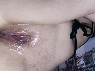 The russian chick groans loudly.