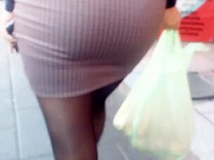 wow, tempting milf asses in public outdoor masturbation scene!