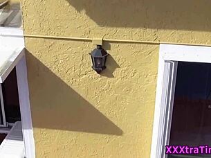 Cum-faced teen 18+ gets banged outdoors with big cock in group facial.