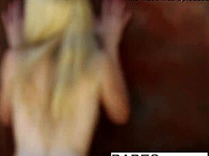 Charlotte Stokely peels to reveal pussy and ass