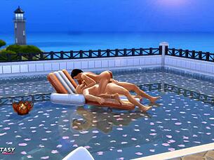 Jade Rosa says, Let's get passionate in the pool for that cumshot in Sims 4