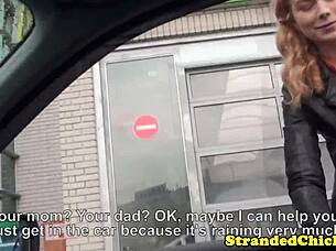 Young Hitchhiker Gets Intense Facial Cumshot in Public Car