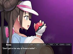 Doskoinpo Rosa Pokemon Femdom Gives Footjob and Handjob with Tits