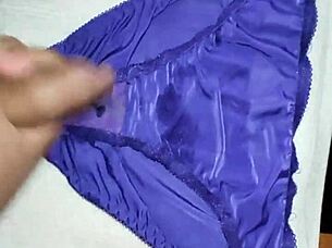 Cum in used panties of my mother