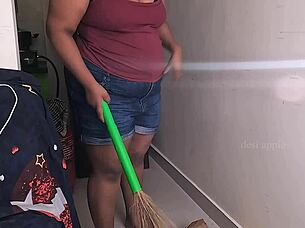 Friend's Wife Gets Horny During Phone Sex While Cleaning House