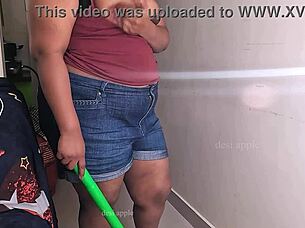 Friend's Wife Gets Horny During Phone Sex While Cleaning House