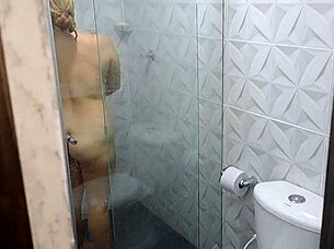 i interrupt my stepsister's shower to suck my dick