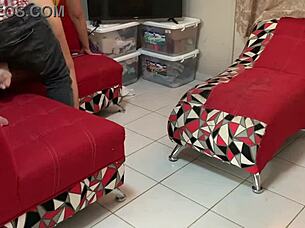 Stepsister cleans the house, eyeing her big peruvian ass