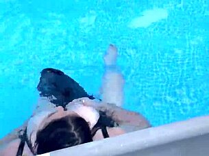 titty action in the pool with beautiful cute big natural tits