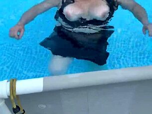 titty action in the pool with beautiful cute big natural tits