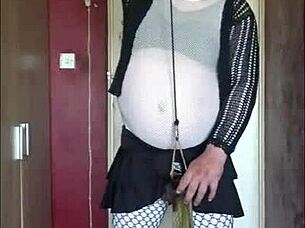 Bisexual crossdresser in homemade video eagerly waiting to be filled with piss