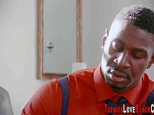 Does this redhead teen suck that big black cock well?