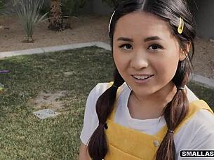 cougar and milf teaming up on asian teen for threesome