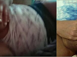 another big tits hotwife watches me masturbate as she gropes her pussy and tits