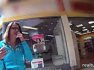 Beautiful Czech chick gets seduced in mall for POV blowjob and screwing