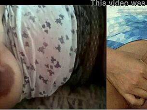 another big tits hotwife watches me masturbate as she gropes her pussy and tits