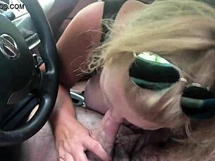 Jenna Jaymes gives blowjob to stranger in car