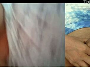 another big tits hotwife watches me masturbate as she gropes her pussy and tits