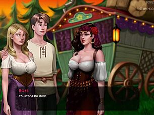 Big tits gypsy and blonde feel excited meeting in the wagon for the first time.