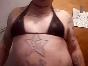 A sexy sissy feels intense pleasure alone.