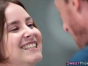 college teen in uniform gets a cumshot after blowjob