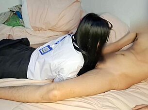 Couple in costumes engages in intimate acts