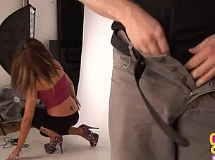 Busty Babe Dominates Obedient Dude With Intense Pussyfucking During Photoshoot