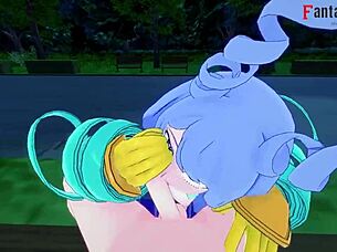 Nejire hado blowjob pov boku no hero with sexy anime tits handjob.