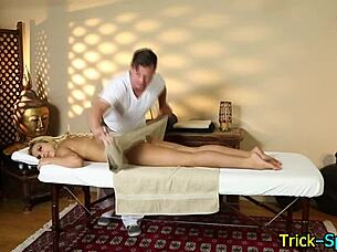 beautiful blonde babe gets relaxing massage