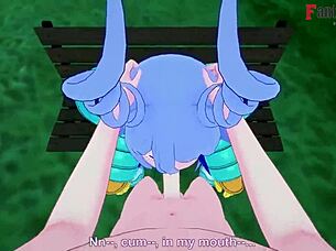 Nejire hado blowjob pov boku no hero with sexy anime tits handjob.