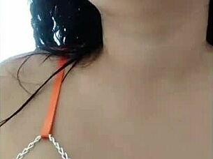 Mexican Amateur In Orange Lingerie