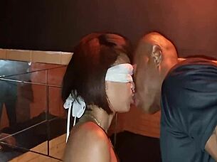 Brunette in lingerie faces Will's giant cock for blowjob 😈