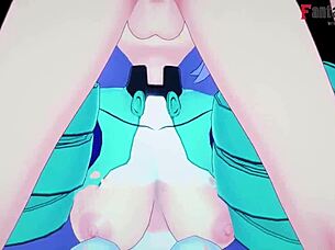 Nejire hado blowjob pov boku no hero with sexy anime tits handjob.