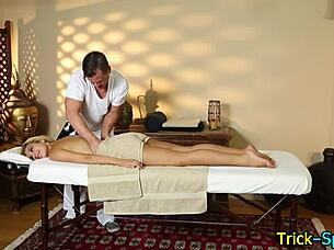 beautiful blonde babe gets relaxing massage