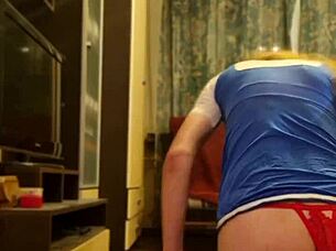 cute sissy monika swallows cum after assfucking and fucking with condom