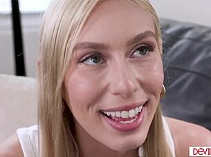 the blonde lesbian is fucking her sperm donor with blowjob and deepthroat