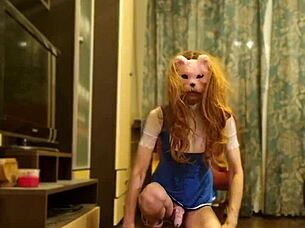 cute sissy monika swallows cum after assfucking and fucking with condom