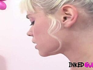 inked gurlz petite tattooed blonde doll banged hard in group