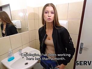 serve4k restroom service shaved pussy pov