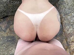 Intense seaside pounding with deep anal and creamy finish