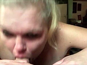 Jenna Jaymes gives big white cock blowjob and deepthroat