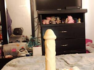 Just sucking on a dildo for fun