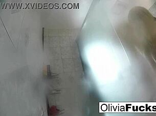 pierced olivia cleans up after her tiring day.