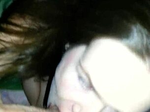 russian girl sucks cock full of cum in throat.