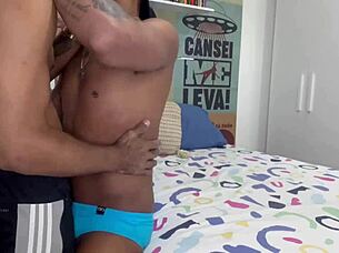 Ferjinho joins two guys in a brotherhood gathering.