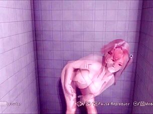 Honoka Tests Hair Sets In Shower