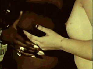 Vintage interracial group with hairy pussies in action