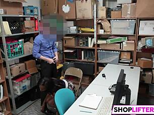 Busty ebony teen 18+ failed at shoplifting 😔🛒