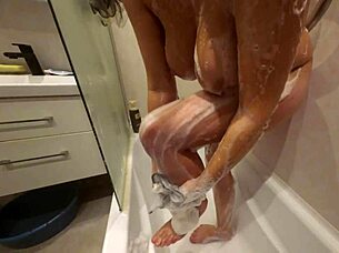 Perfect stepsister's soapy body shines in slow-motion 4K