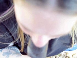 Blonde BBW Gives SUPER HEAD Outside